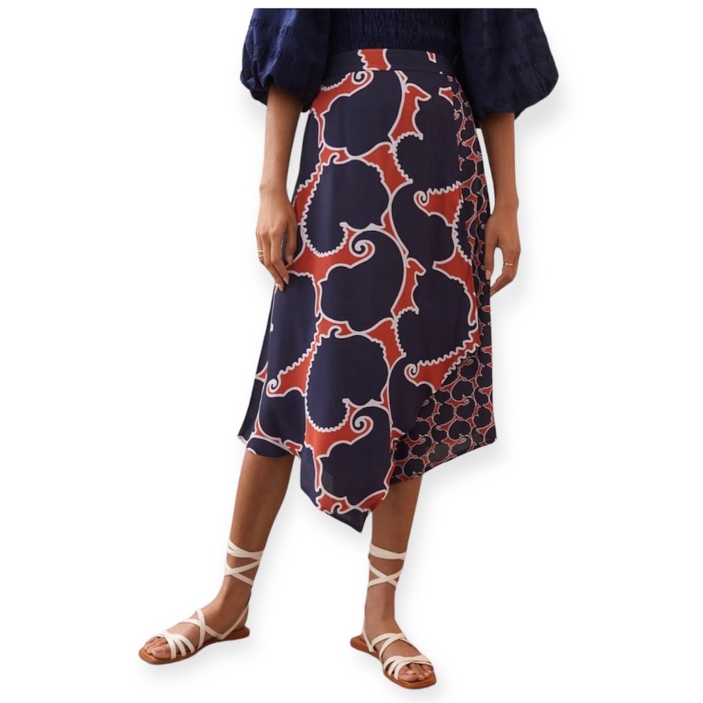 Anthropologie Dhruv Kapoor‎ Peach Swirl Midi Skirt